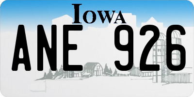 IA license plate ANE926