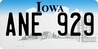 IA license plate ANE929