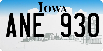 IA license plate ANE930