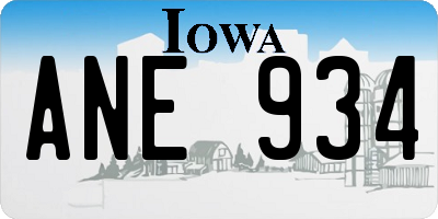 IA license plate ANE934