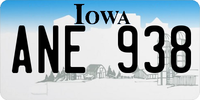 IA license plate ANE938