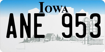 IA license plate ANE953
