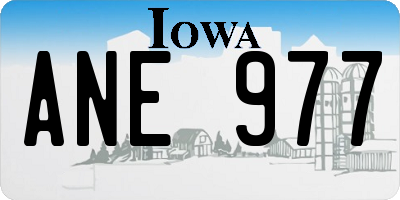 IA license plate ANE977