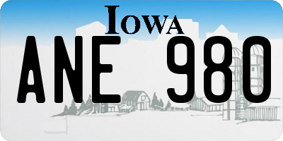 IA license plate ANE980