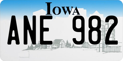 IA license plate ANE982
