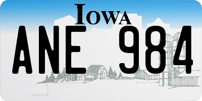 IA license plate ANE984