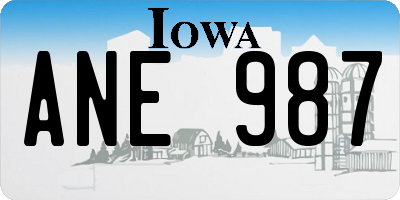 IA license plate ANE987
