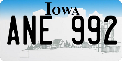 IA license plate ANE992