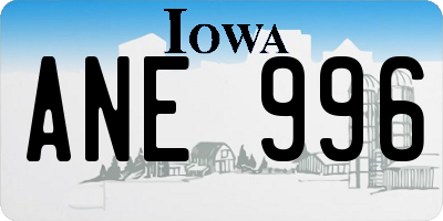 IA license plate ANE996