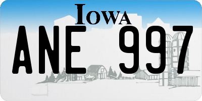 IA license plate ANE997