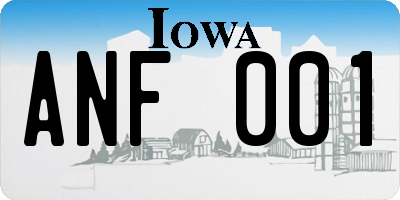 IA license plate ANF001