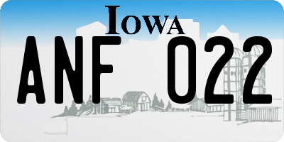 IA license plate ANF022