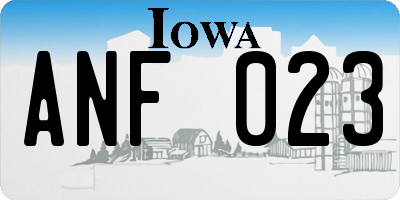 IA license plate ANF023