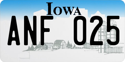 IA license plate ANF025