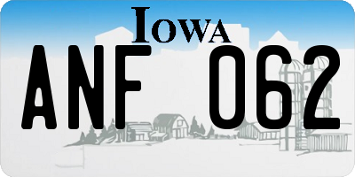 IA license plate ANF062