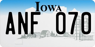 IA license plate ANF070