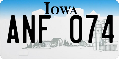 IA license plate ANF074
