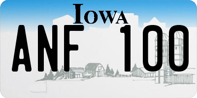 IA license plate ANF100