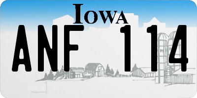 IA license plate ANF114