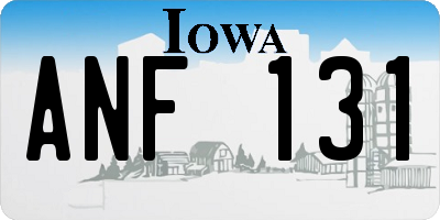 IA license plate ANF131