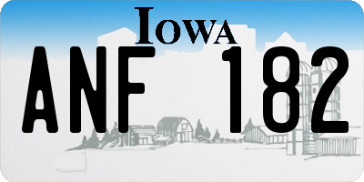 IA license plate ANF182
