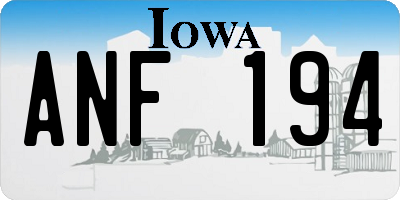 IA license plate ANF194