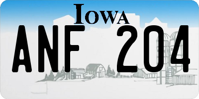 IA license plate ANF204