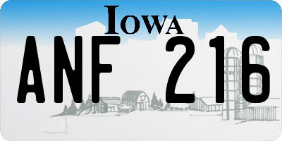 IA license plate ANF216