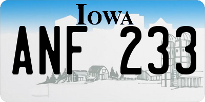 IA license plate ANF233