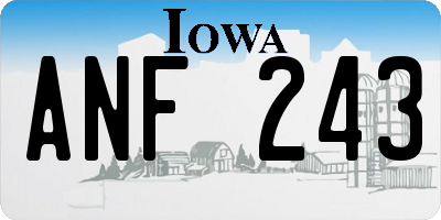 IA license plate ANF243