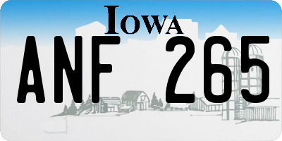 IA license plate ANF265