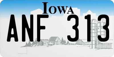 IA license plate ANF313