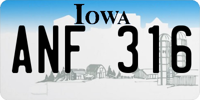 IA license plate ANF316