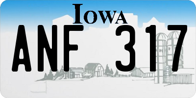 IA license plate ANF317