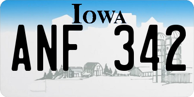 IA license plate ANF342
