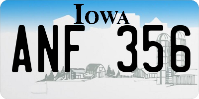 IA license plate ANF356