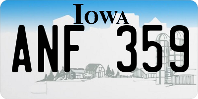 IA license plate ANF359