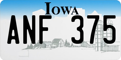 IA license plate ANF375