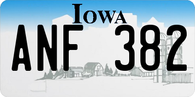 IA license plate ANF382