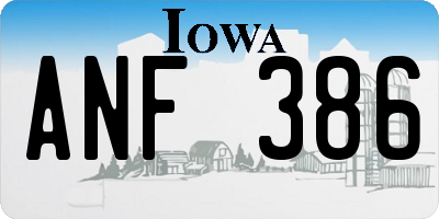 IA license plate ANF386