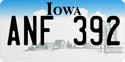 IA license plate ANF392
