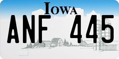 IA license plate ANF445