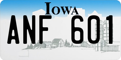 IA license plate ANF601