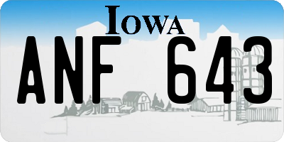 IA license plate ANF643