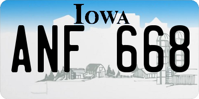 IA license plate ANF668
