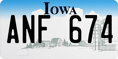 IA license plate ANF674