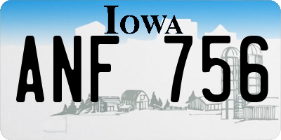 IA license plate ANF756