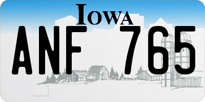 IA license plate ANF765