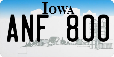 IA license plate ANF800