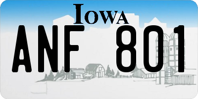 IA license plate ANF801
